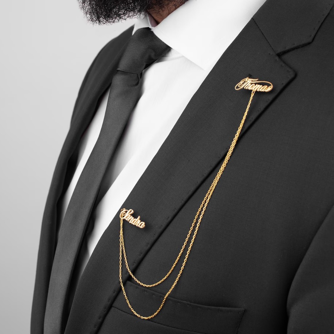 Tuxedo Lapel Pin - Bros Nama Ganda Kustom Pria, Perhiasan