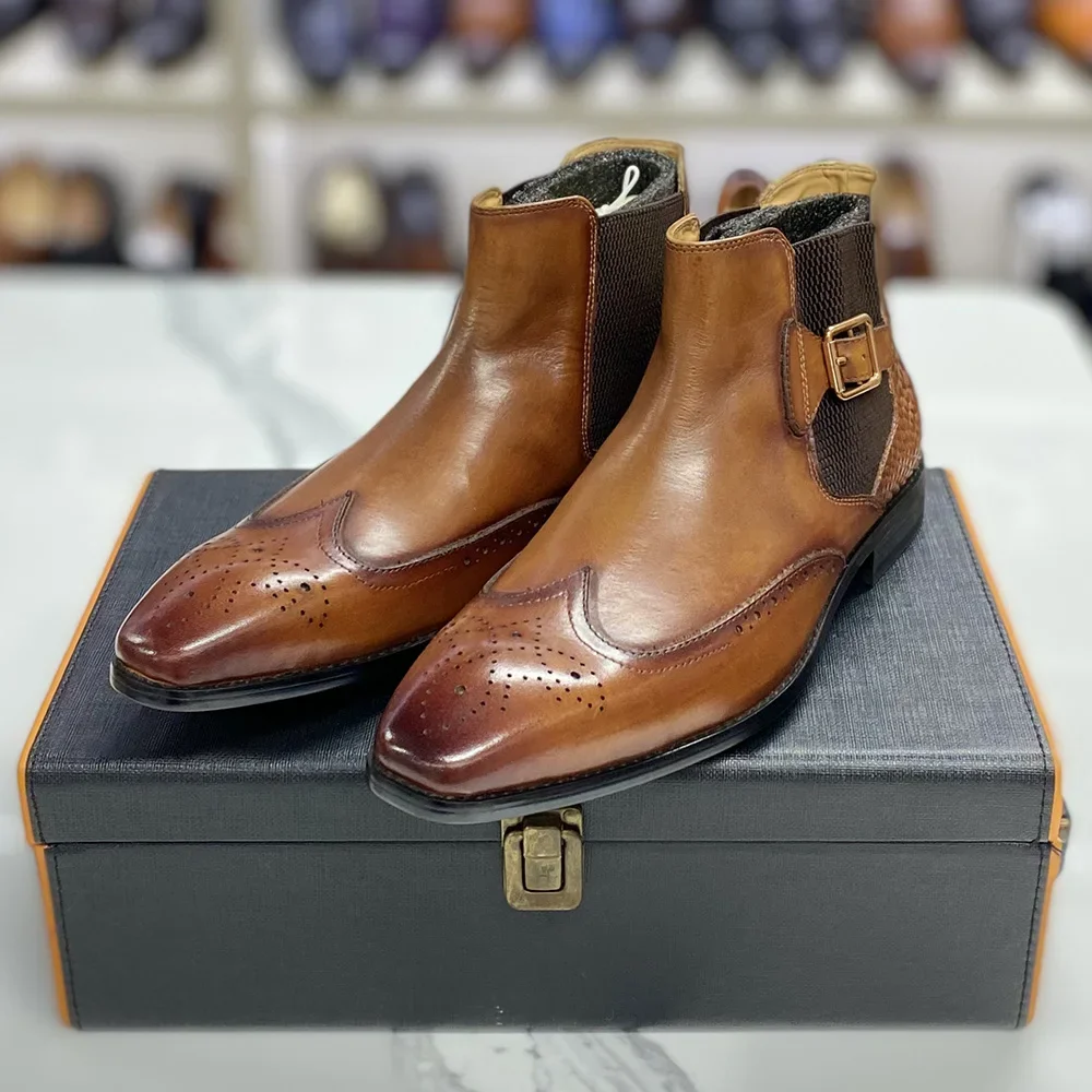 Men Formal Wear With Boots - Sepatu bot kulit sapi asli untuk