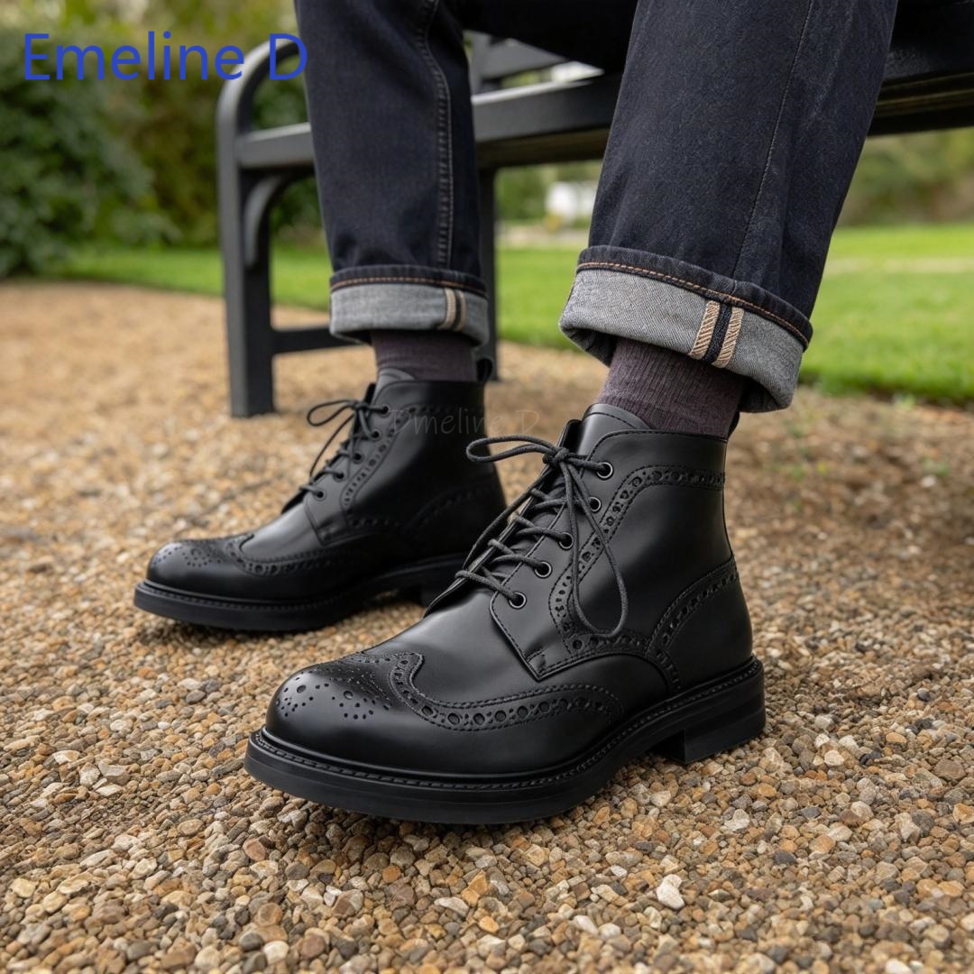 Formal Men Daily Wear Footwear - Sepatu Bot Pergelangan Kaki Model Brogue