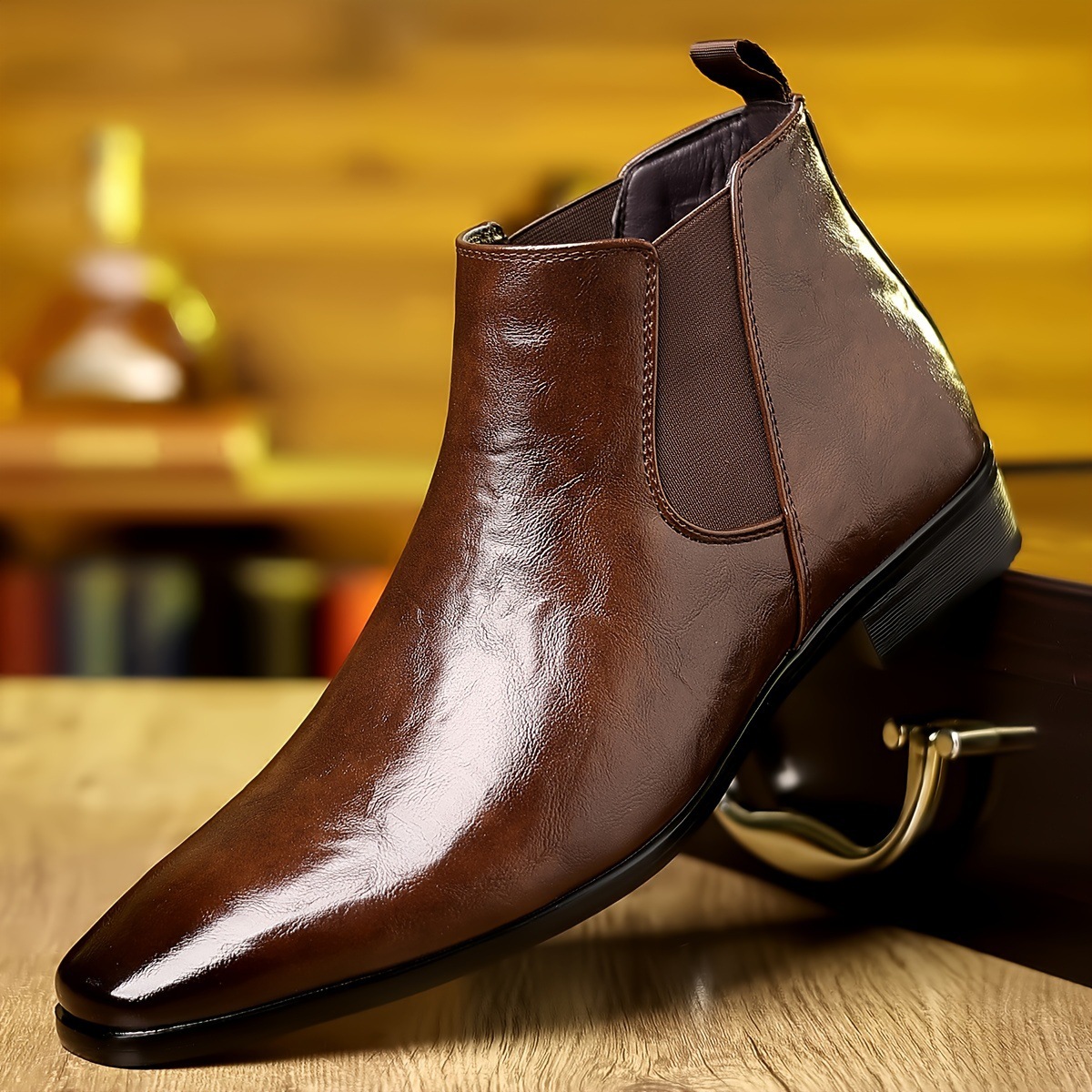 Men Formal Wear With Boots - Sepatu Bot Chelsea, Sepatu Bot Kulit,
