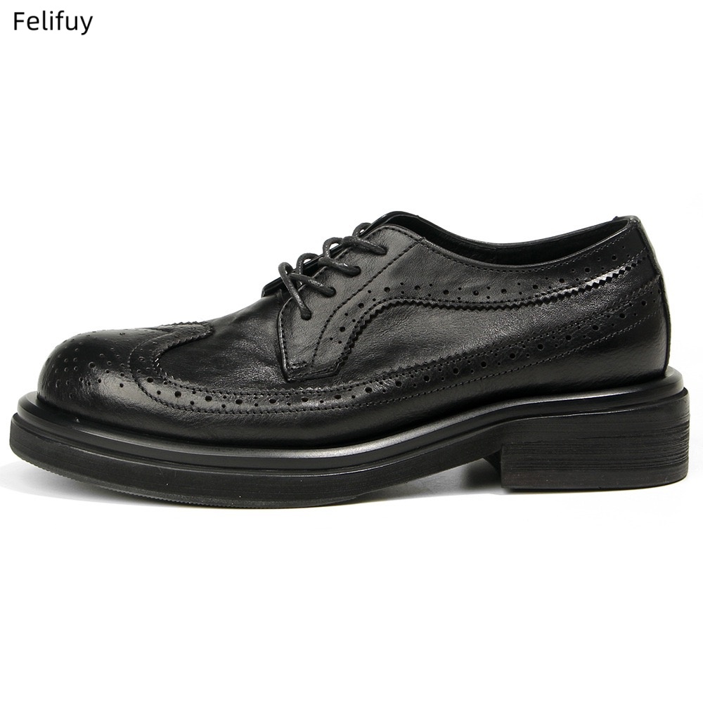 Men Formal Wear All Black - Sepatu Derby Hitam Sepatu Pria Kulit