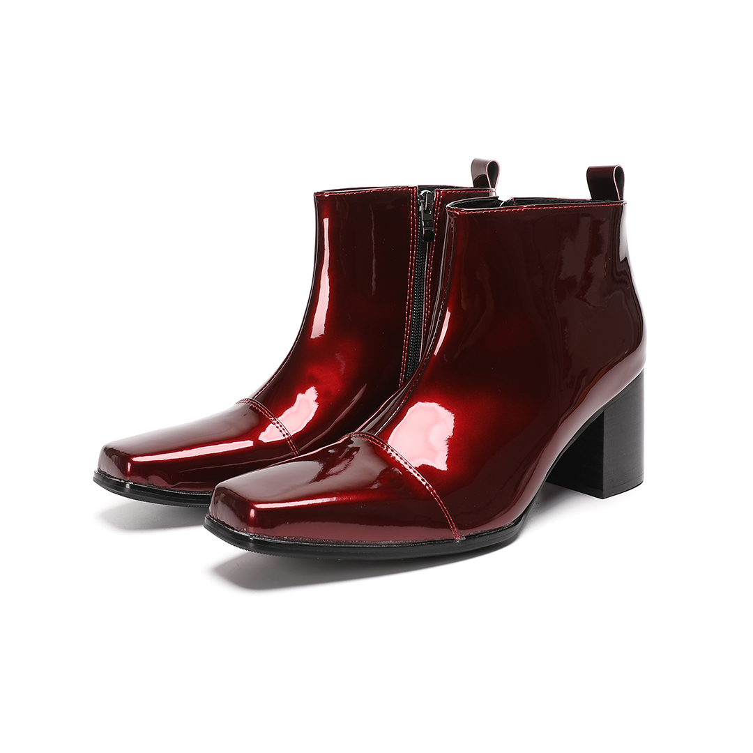 Men Formal Wear With Boots - Sepatu Bot Pria Kulit Asli Merah