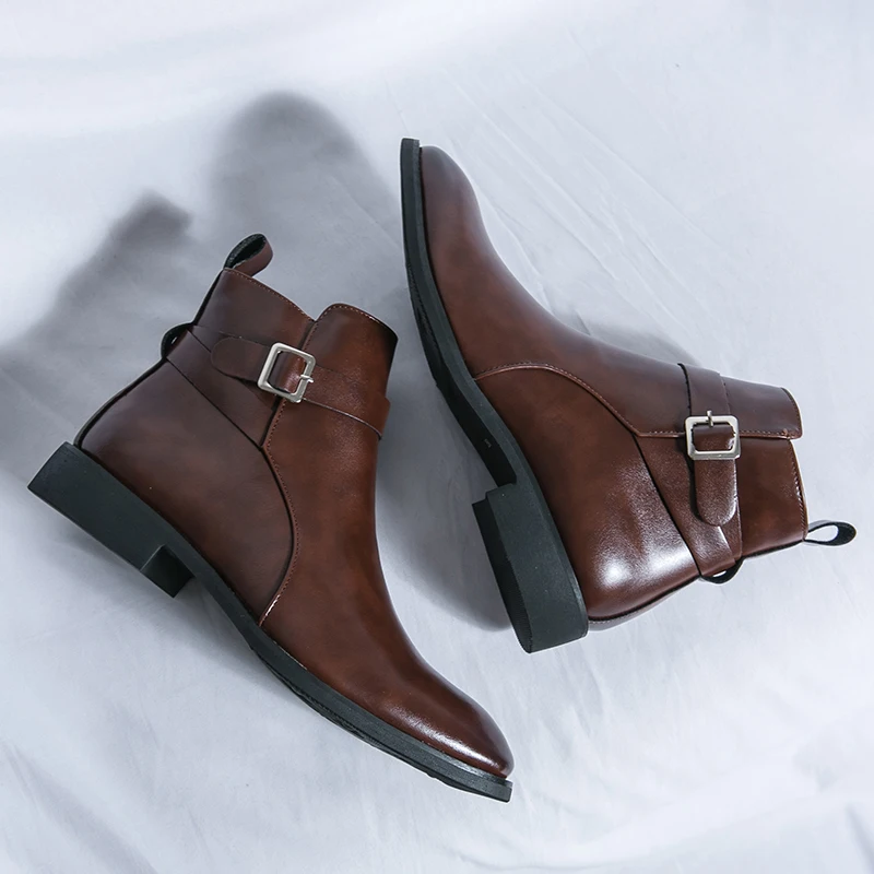 Sepatu Bot Kulit Runcing Pria  - Men Formal Wear With Boots ulasan dan harga