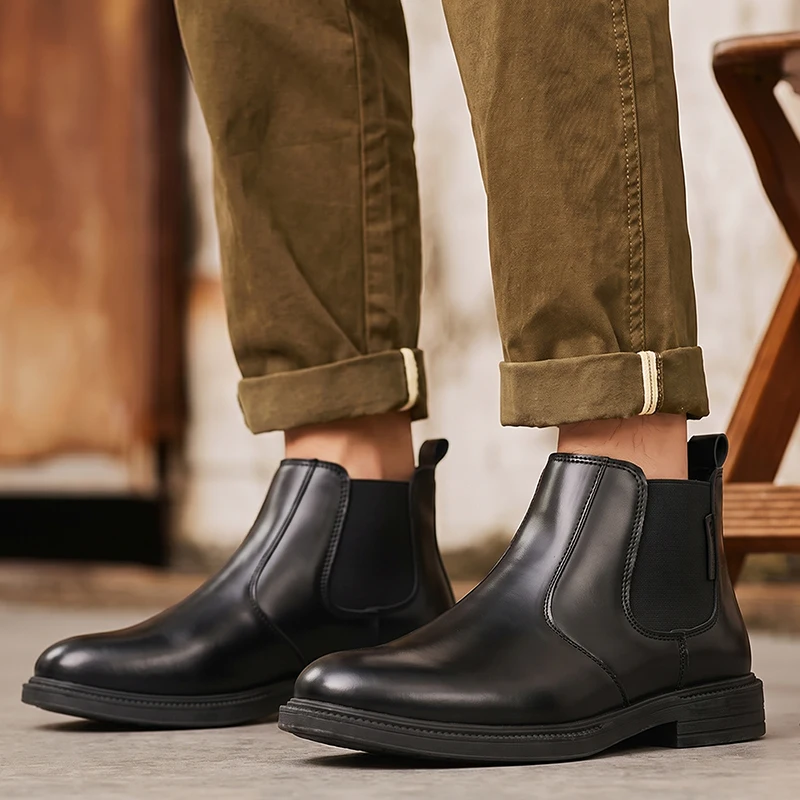 Sepatu Bot Chelsea Kulit Pria, - Men Formal Wear With Boots ulasan dan harga