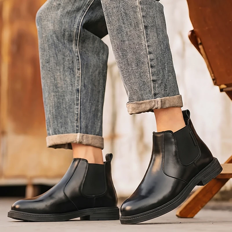 Sepatu Bot Chelsea Kulit Pria, - Men Formal Wear With Boots ulasan dan harga
