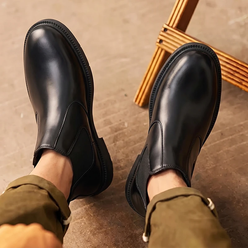 Sepatu Bot Chelsea Kulit Pria, - Men Formal Wear With Boots ulasan dan harga